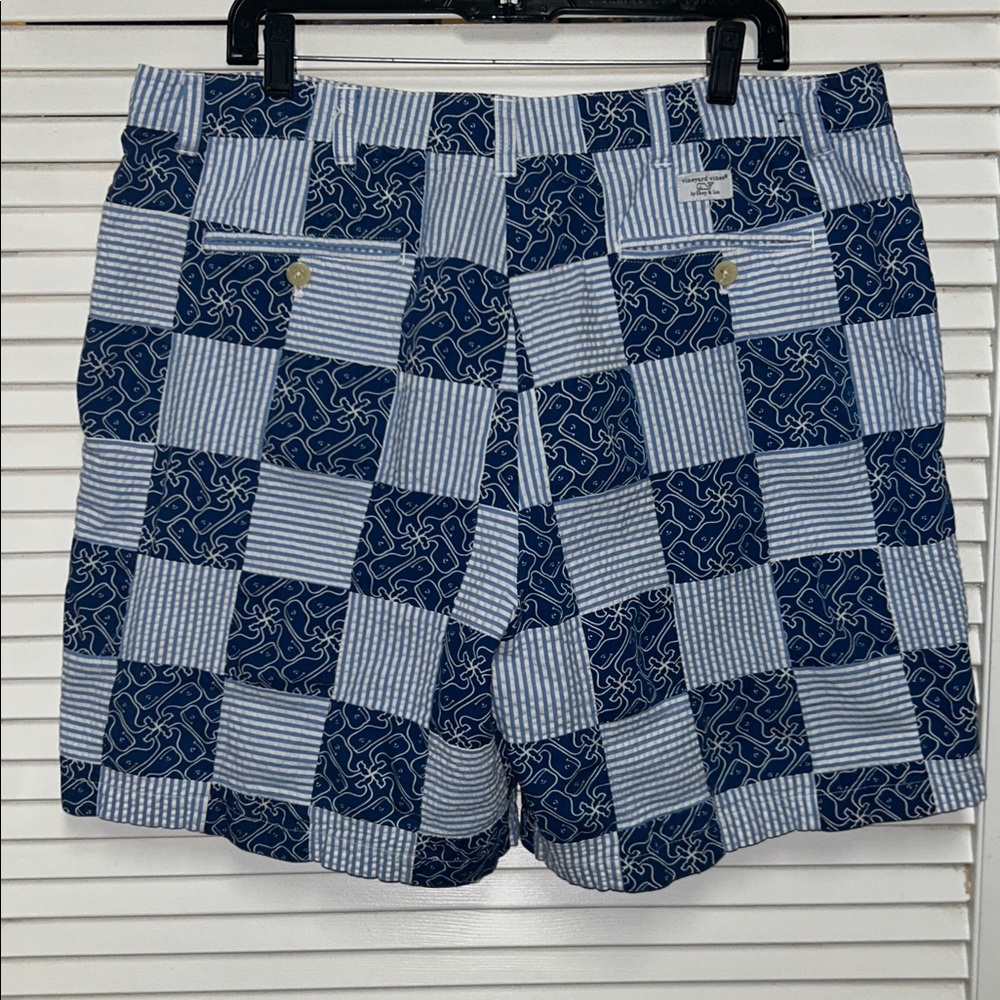 Vineyard Vines Navy And White Patchwork Shorts - image 2